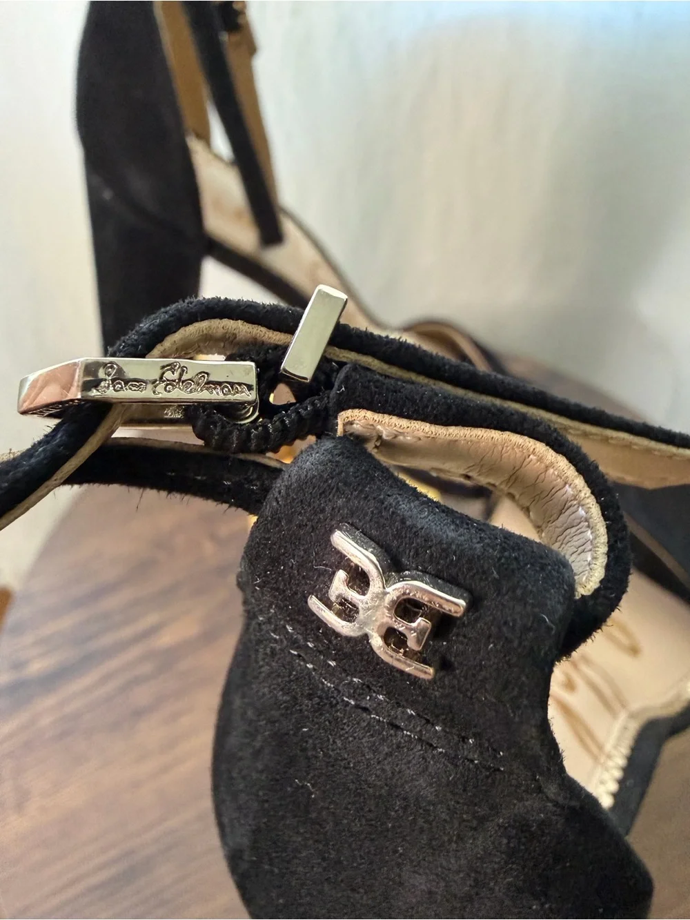 ⁠Sam Edelman Yaro Black Suede Block Heel Sandals Size 8.5⁠